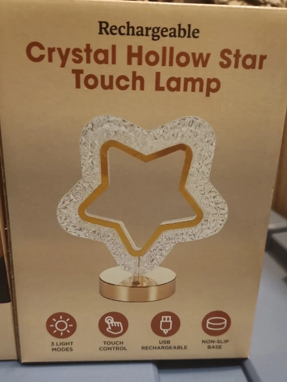 Bulk Of 4 Crystal Hollow Star Touch Lamp - Gold LED Accent